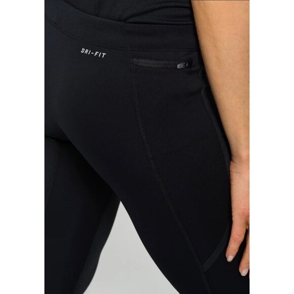 Nike Womens Dri Fit Tech Tights Drawstring Pockets Mesh Ankle Zippers Black Sz M - Picture 4 of 16